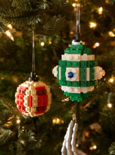 Samantha Friedman's Lego Tree features ornaments made from Lego pieces.
