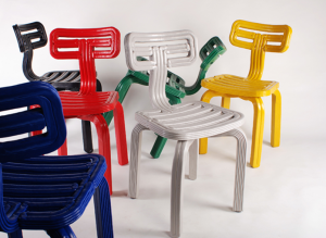 The 3D-printed Chubby Chair is made from recycled plastic. Designed by Dirk van der Kooij.